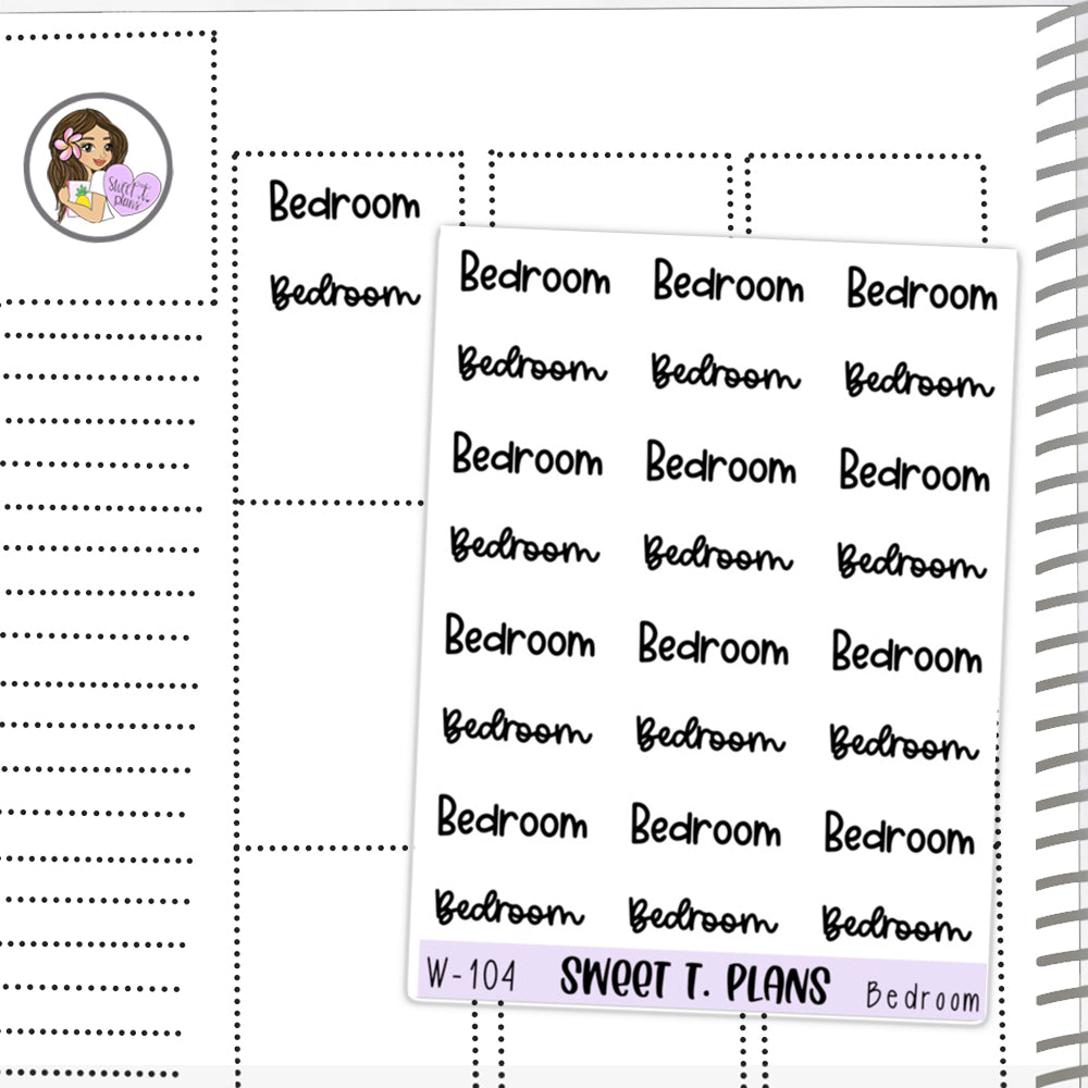 Bedroom Word Stickers Planner Sticker Sheet (W-104)
